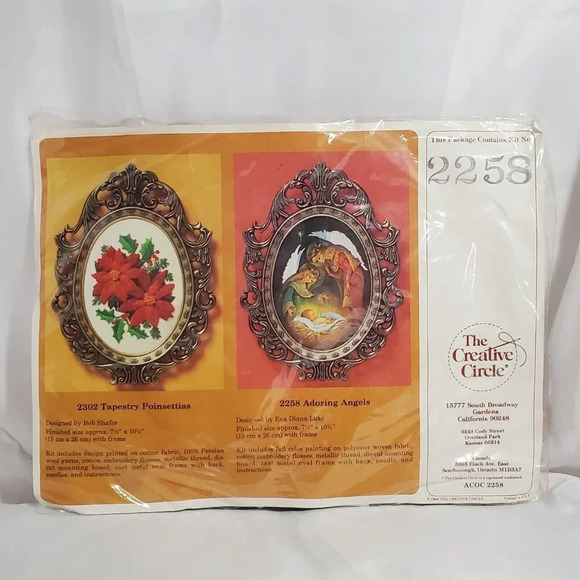 The Creative Circle Other - The Creative Circle Adoring Angels Embroidery Stitchery Kit w/ Frame #2258  1983